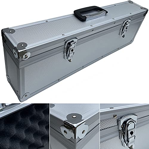ECI® Aluminium Koffer Silber mit Würfelschaum Entnehmbarer Deckel Alu-Koffer Werkzeugkoffer LxBxH 600 x115 x 200 mm