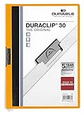 Durable Klemm-Mappe Duraclip Original 30 (für 1-30 Blatt A4), 25 Stück, orange, 220009