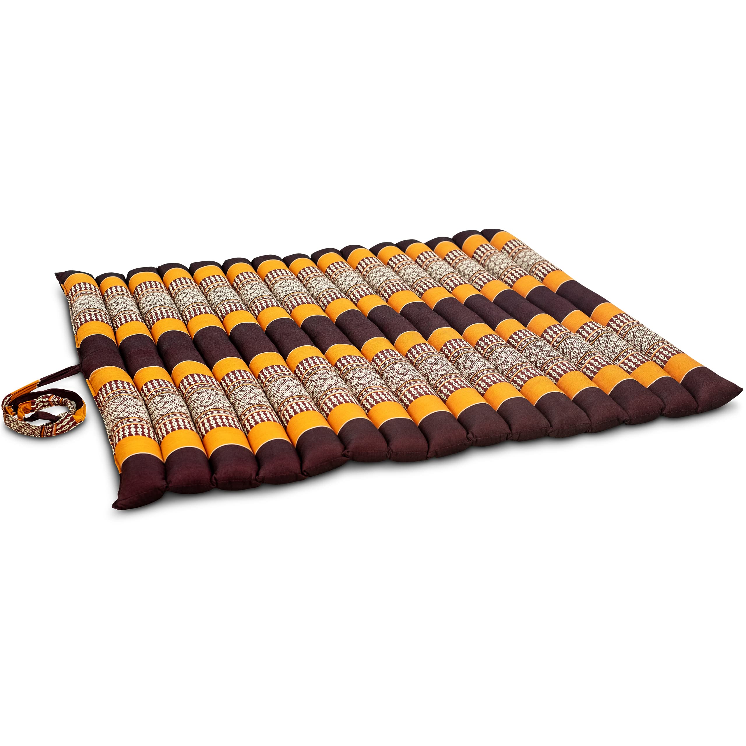 livasia Steppkissen XL, nachhaltiges Hundebett, gemütliches Hundekissen, Schlafplatz Haustierbett, handgefertigt, Kapok, Outdoor 75x75x4,5cm (Orange)