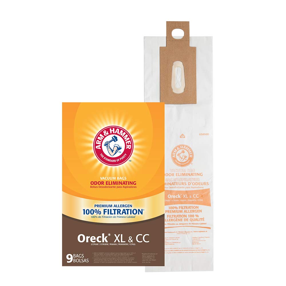 Arm & Hammer 64521A, Oreck XL & CC Premium Allergen-Staubsaugerbeutel, 9 Stück, Papier