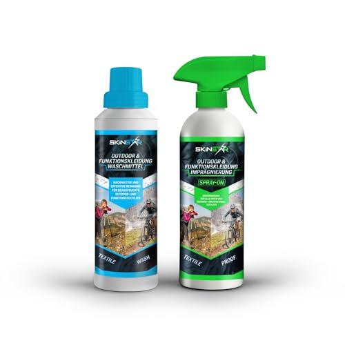 SkinStar Outdoor & Funktionskleidung Waschmittel + Spray-On Imprägnierung Doppelpack je 500ml