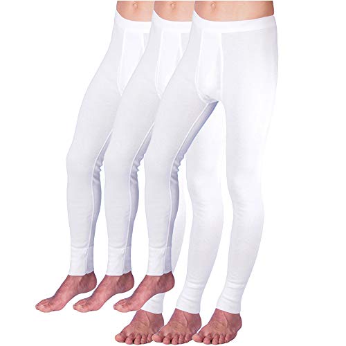 HERMKO 3540 Herren Lange Unterhosen mit Eingriff 3er Pack (Weitere Farben) Bio-Baumwolle, Größe:D 10 = EU 4XL, Farbe:weiß