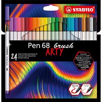 Premium-Filzstift mit Pinselspitze für variable Strichstärken - STABILO Pen 68 brush - ARTY - 24er Pack - mit 24 verschiedenen Farben