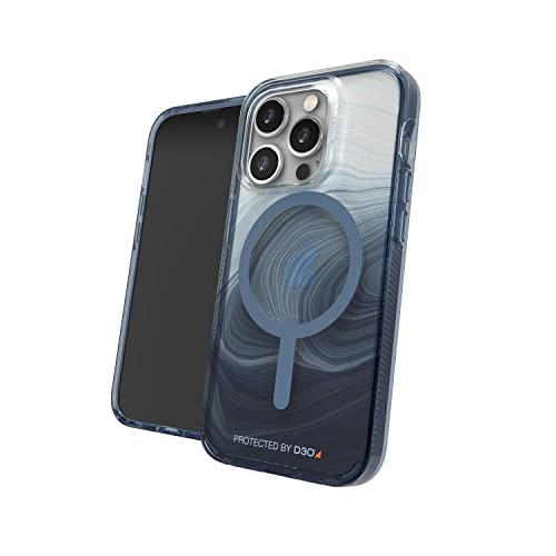 ZAGG Gear 4 Milan Snap D30 Schutzhülle Kompatibel mit iPhone 14 Pro, Schlank, Stoßfest, Kabelloses Laden, (Blue Swirl)