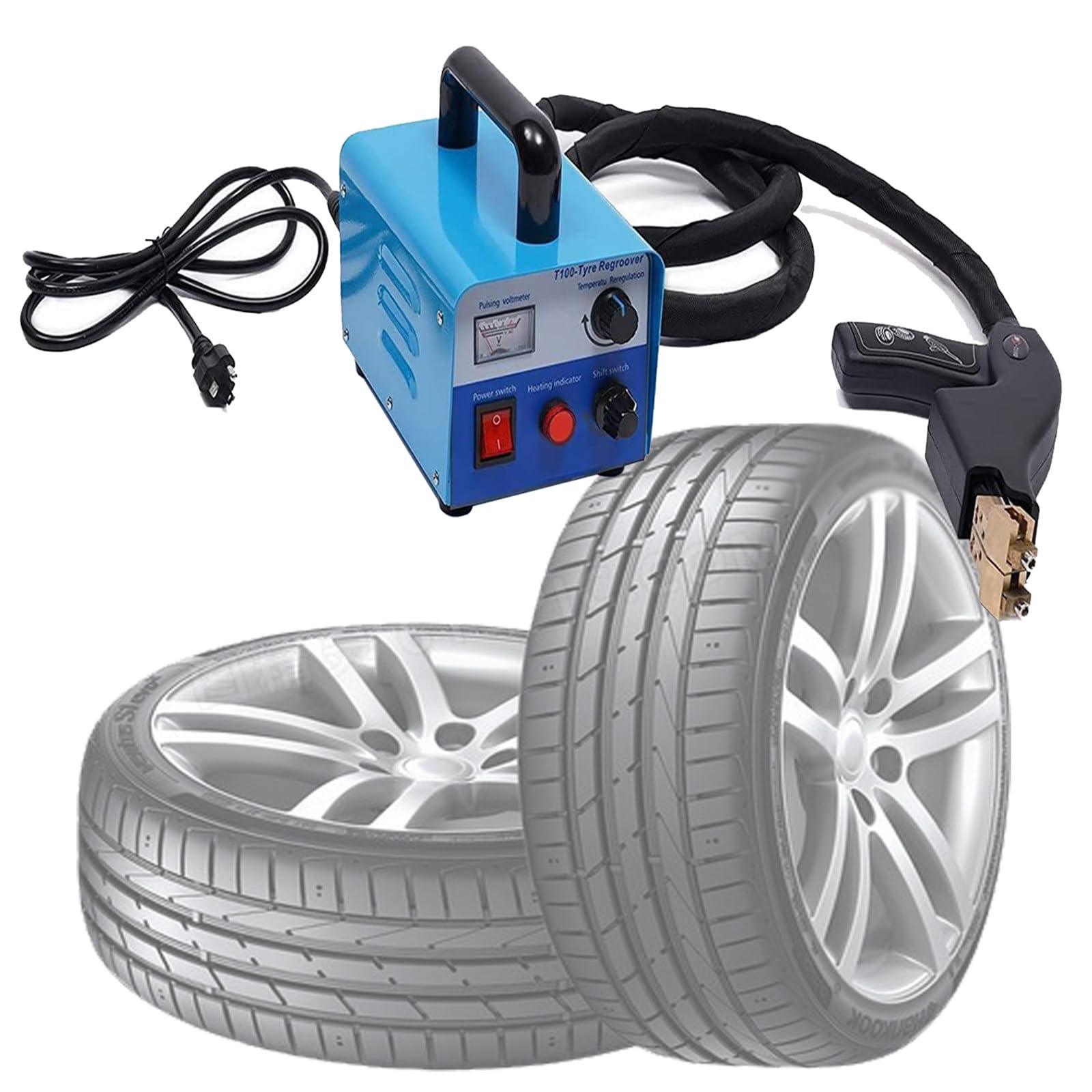 DOZPAL Professionelles Reifennutwerkzeug – 350 W beheizte Reifennachschneidemaschine, elektrische Reifenschnitzmaschine mit U/V-förmigen Klingen, für Kart-Reifen, ATV-Reifen, Industriereifen