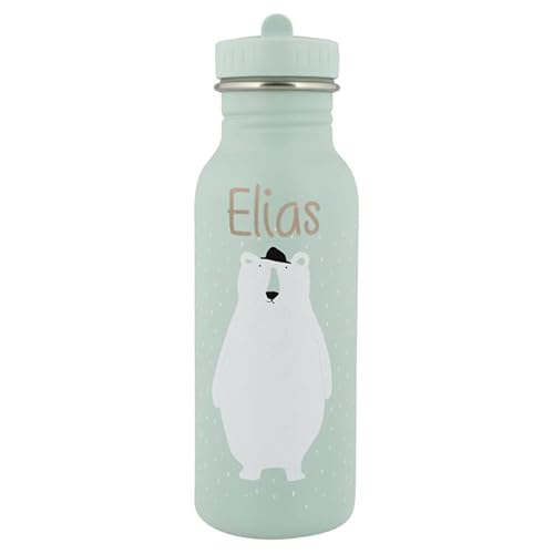 Personalisierte Trinkflasche aus Edelstahl von Trixie Baby Gravur des Namens (500 ml, Eisbär)