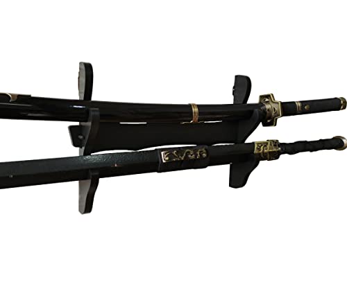 TAO+ Katana Wakizashi Schwerthalter, 2 Ebenen, Wandhalterung, Samurai-Schwerterständer, dekorativer Schwert-Aufhänger