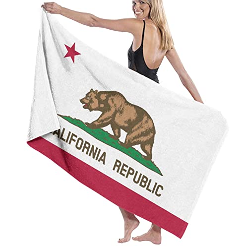 California Flag Superweiches Strand-Badetuch, schnell trocknend, Unisex, große, saugfähige Handtuchdecke, geeignet für Outdoor-Reisen, Camping, Yoga, Fitnessstudio, Schwimmen