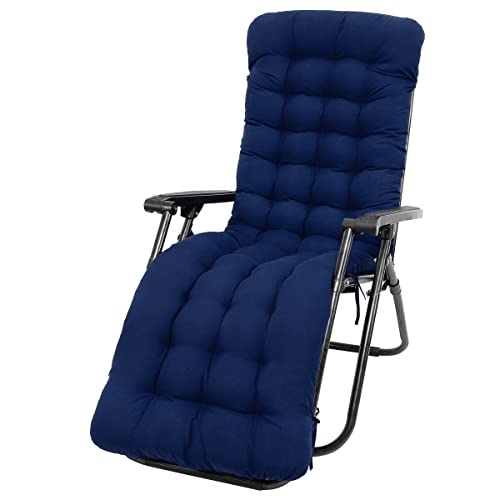 weich bequemer Lounger Stuhlpolster 170 x 50cm Dicke Sonnenliegen-Kissen,sonnenliege auflage,Liegestuhl-Sitzpolster, Nicht leicht zu verformen, Weich und bequem aus Baumwolle für Indoor Ou(blau)