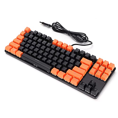 Kabelgebundene Gaming-Tastatur, RGB-beleuchtete Gaming-Tastatur mit 9 Hintergrundbeleuchtungsmodi, Ergonomische Tastatur mit Mechanischem Gefühl, für PC- und Desktop-Computerspieler,(Schwarzorange)