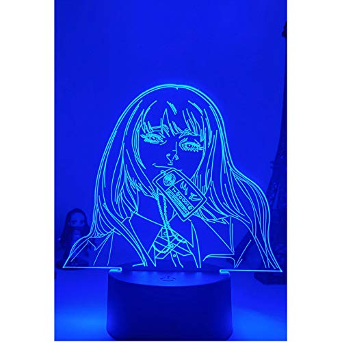 3D-LED-Nachtlicht, Anime, Kakegurui und Midari Ikishima, für Schlafzimmer, Dekoration, bunt