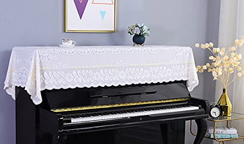 Klavierabdeckung, staubdicht, für Klavier/Klavier/Elektro-Klavier/Innenbereich, dekorative Abdeckung (90 x 200 cm, Weiß 2)
