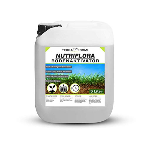 Terra Domi Nutriflora 5 Liter Bodenaktivator Konzentrat für 1650m² I NP - Dünger auf Basis von Seealgenextrakt I 20% mehr Wachstum und Ertrag I natürliche Basis