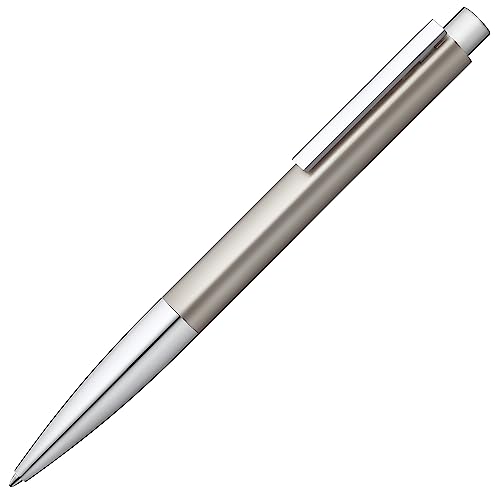 LAMY ideos Kugelschreiber 270 – hochwertiger Kuli aus Messinggehäuse mit Palladium-Veredelung mit einem Clip aus poliertem Edelstahl in der Farbe Silber und einer verchromten Spitze - Strichbreite M