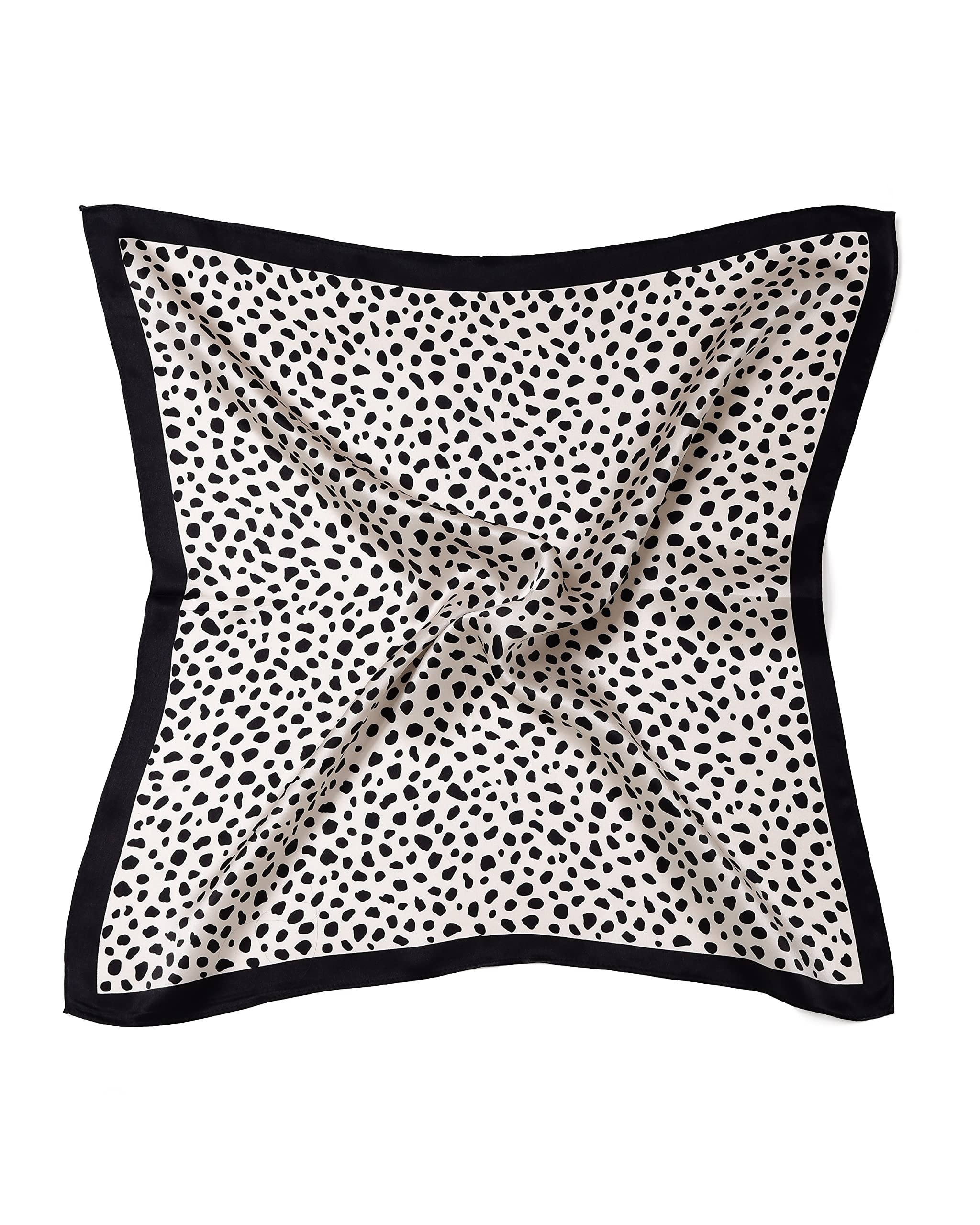 MayTree Seidentuch, buntes Halstuch für Damen aus 100% Maulbeer-Seide, quadratisch Leopard 53x53 (braun schwarz)