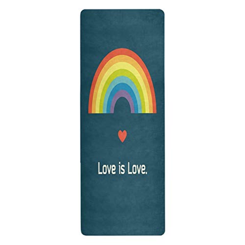 RELEESSS Rainbow Love is Love Reise-Yogamatte, rutschfest, leicht, faltbar, für Yoga, Pilates, Gymnastik, Bodenübungen