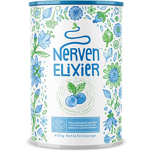 Nerven-Elixier - Pflanzliche Wirkstoffe für den Abend - Fruchtige Mischung aus Aminosäuren und Pflanzenextrakten - 400 Gramm Pulver