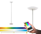 EGLO connect LED Stehlampe Frattina-C, 1 flammige Stehleuchte aus Stahl und Kunststoff in Nickel-Matt, Weiß, Farbtemperaturwechsel (warm, neutral, kalt), RGB, dimmbar, Lampe mit Tritt-Schalter