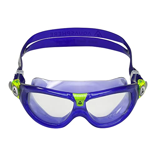 Aqua Sphere Seal Kid 2 Schwimmbrille – ultimative Unterwassersicht, bequem, kratzfeste Gläser, hypoallergen – Unisex-Kinder, klare Gläser, violetter Rahmen
