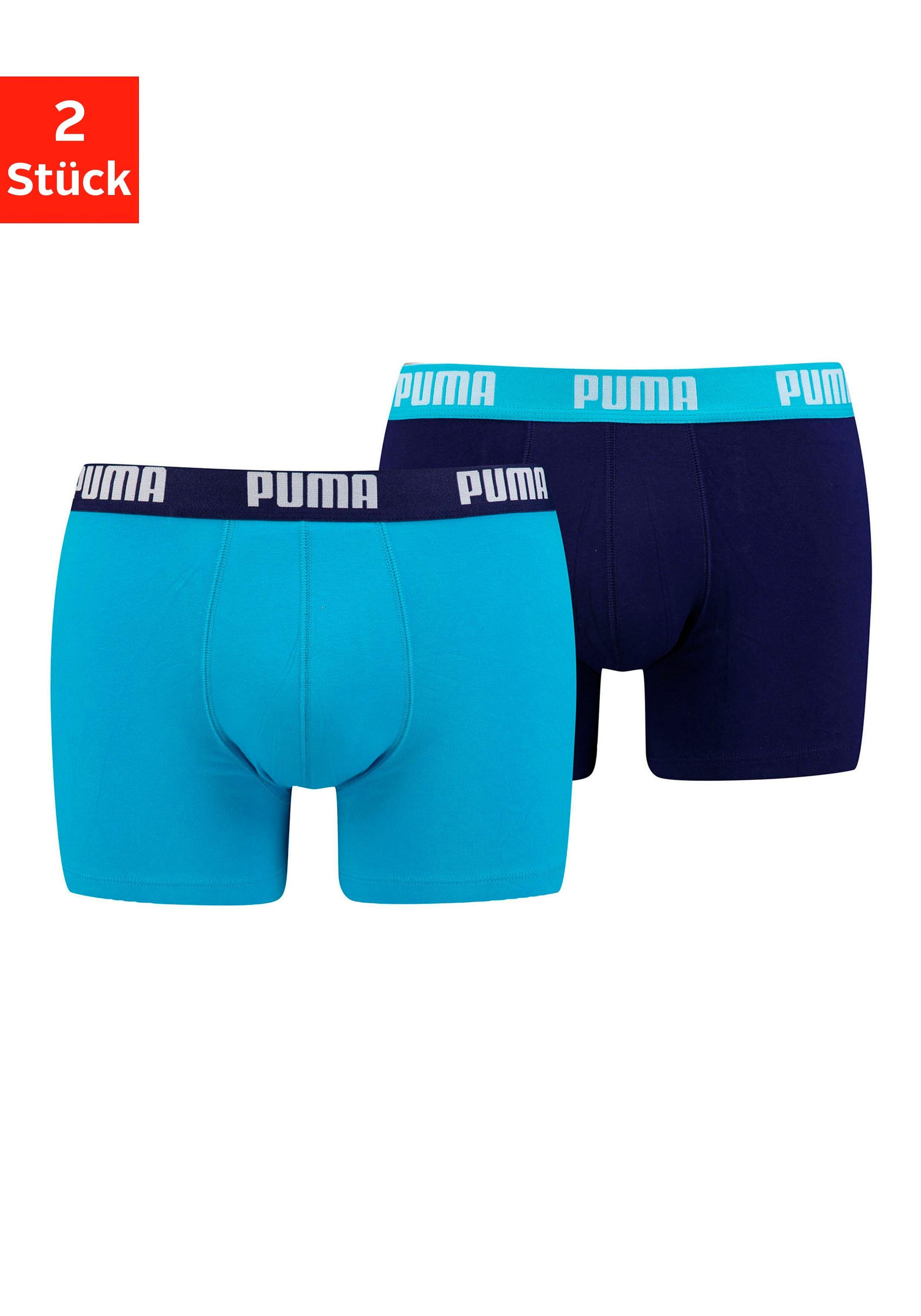 Puma Herren Basic Boxer Boxershort 4er Pack, Größe:L, Farbe:Aqua/Blue (796)