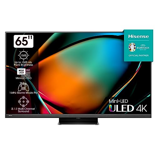 Hisense 65U8KQ Mini LED 4K ULED Smart TV - 164 cm (65 Zoll) Dolby Vision IQ & Atmos, 120Hz Panel, Game Mode Pro, UHD AI Upscaler, HDR10+, Bluetooth, Apple AirPlay, Alexa, anthrazit [2023]