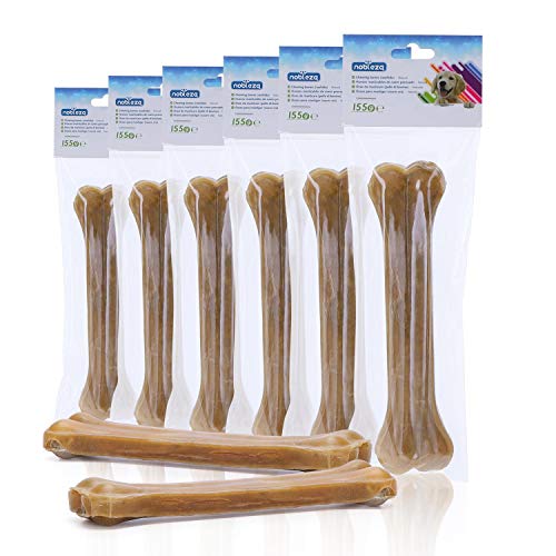 Nobleza - Hunde Kauknochen 20CM x 6 Stück, 100% Natürliche Rinderhautknochen und Hundeknochen für Hunde Groß, Dog Bones Proteinreiche