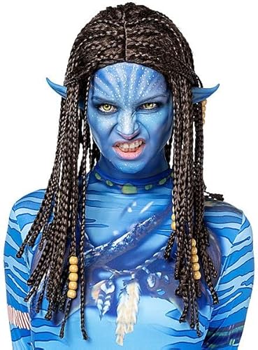 Blaue Stammeskriegerin Perücke für Frauen - Film-Kostüm-Zubehör Karneval Halloween & Motto-Party