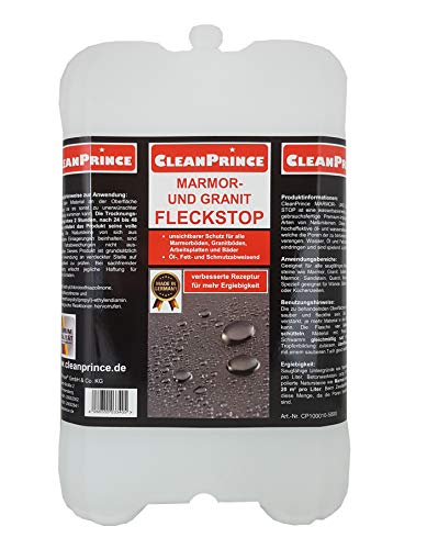 5 Liter Kanister CleanPrince Marmor und Granit Fleckstopp Fleckstop, Imprägnierung Feinsteinzeugboden Antifleck Fleckschutz