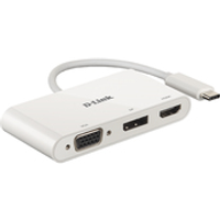 D-Link DUB-V310 - Videoanschluß - DisplayPort / HDMI / VGA - USB-C (M) bis HD-15 (VGA), HDMI, DisplayPort (W) - 11cm - 4K Unterstützung (DUB-V310)