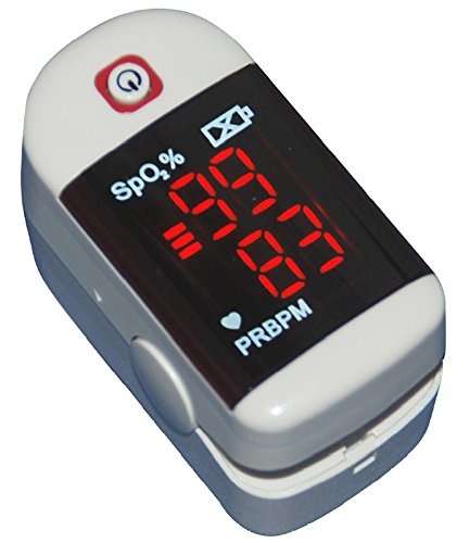 Finger-Pulsoximeter [ChoiceMMed MD300C11] zur Überprüfung der Blut-Sauerstoff-Sättigung (SpO2) und der Pulsfrequenz