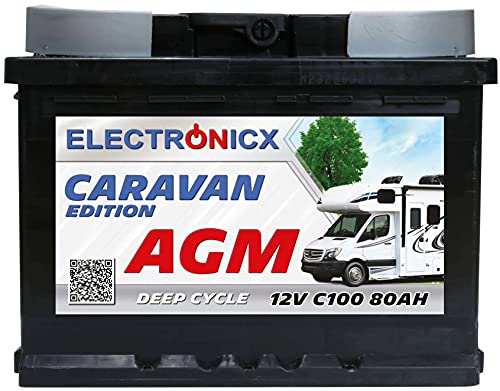 Electronicx Caravan Edition V2 Batterie AGM 80 AH 12V Wohnmobil Boot Versorgung