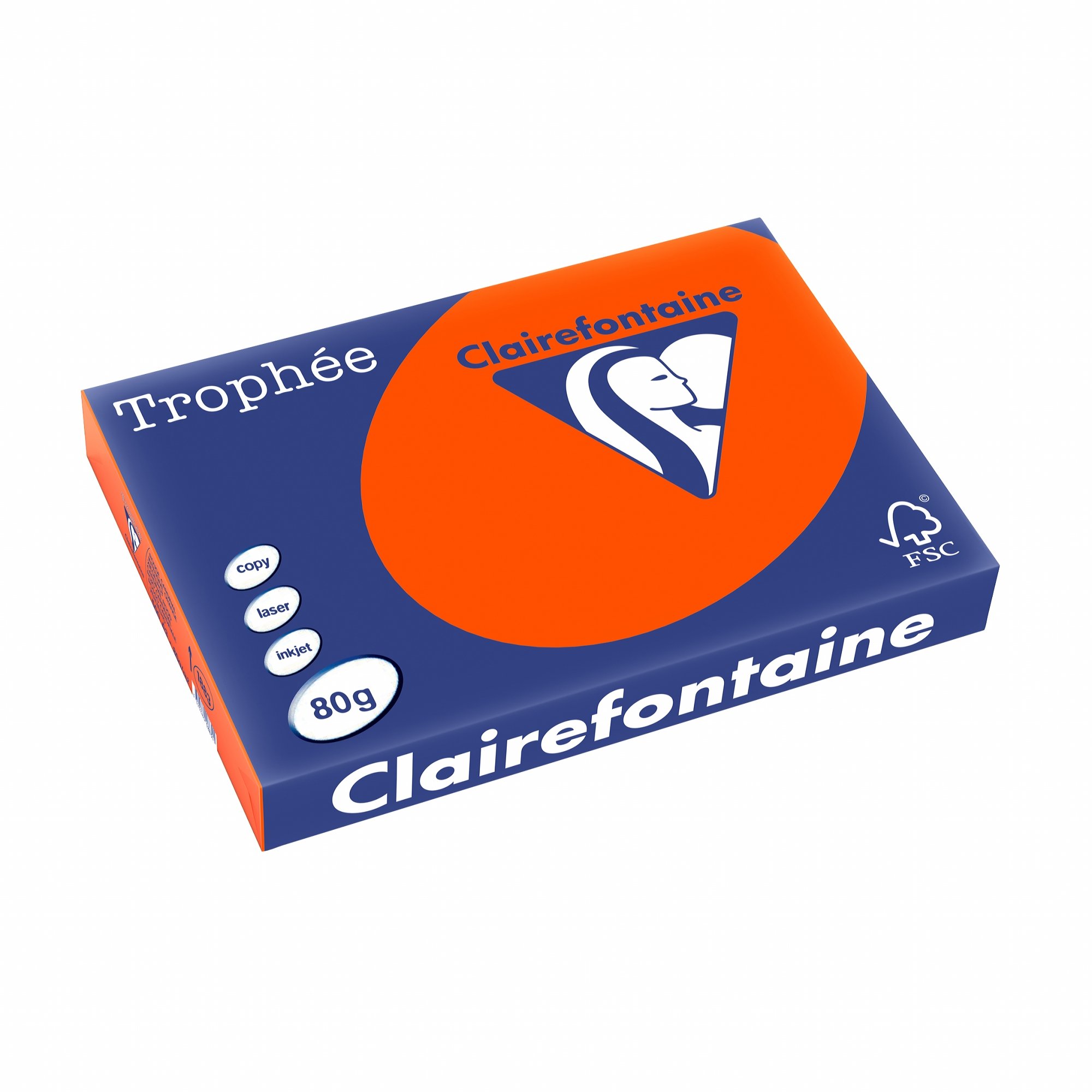 Clairefontaine 1883C - Ries Druckerpapier / Kopierpapier Trophee, intensive Farben, DIN A3, 80g, 500 Blatt, Ziegelrot, 1 Ries