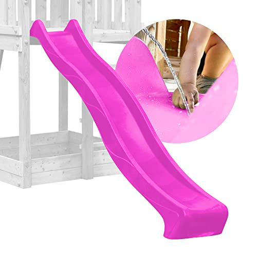 DEMMELHUBER - Rutsche WATERSLIDE 2,90 m mit Wasseranschluss für Spielturm Wellenrutsche Gartenrutsche Kinderrutsche Anbaurutsche Wasserrutsche (Pink)