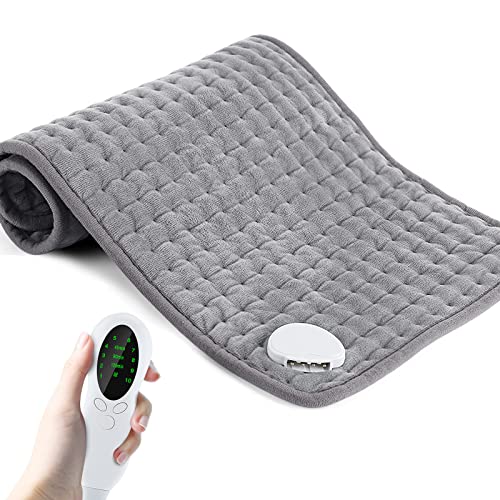 Heat Pad, Electric Heating Pad for Pain Relief, 10 Temperature Settings and 3 Timing Settings with LCD Display, 100% Soft, 12"x24 (30x60cm, Grey)