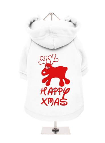 '"Christmas: Happy Xmas" UrbanPup Hunde Sweatshirt (weiß/rot)