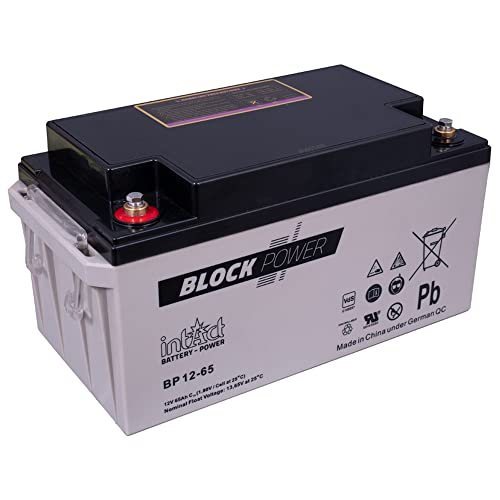 intAct Block-Power BP12-65 | 12V 65 Ah | Hochwertige und zuverlässige Versorgungsbatterie | Wartungsfreie AGM-Batterie