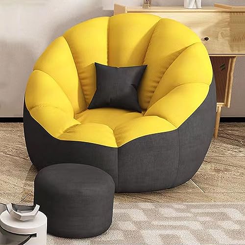 DESHVA Sitzsack-Stuhl-Sofabezug für Erwachsene (kein Füllstoff), fauler Sitzsack-Stuhl, tragbarer Sitzsack-Stuhl-Sofa-Set, bequemer Freizeit-Sofasessel für das Schlafzimmer Wohnzimmer,Yellow+Gray