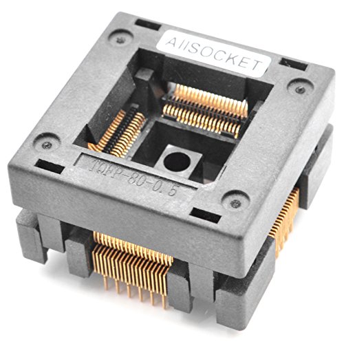 ALLSOCKET QFP80-0.5 Socket IC Burn-in Tesing Socket OTQ-80-0.5-02B 0,5mm Pitch 12x12mm IC Dimension Open Top Socket Soldering Version (QFP80-0.5-STP)