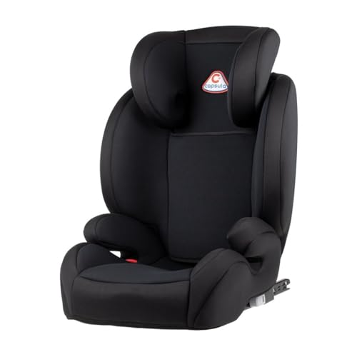 capsula® Kindersitz 2in1 mit abnehmbarer Rückenlehne 15-36 kg Isofix Autokindersitz Sitzerhöhung (schwarz)