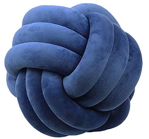 Nicole Knupfer Knot Kopfkissen Knotenkissen Plüsch Kissen Weiche Geknotetes Kissen Knoten Ball Kissen Dekor Bett Zimmer (Dunkelblau,35cm Durchmesser)