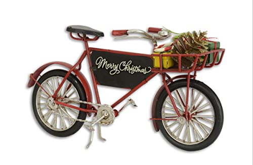 Clever-Deko Nostalgie Blech Fahrrad Modell mit Geschenken Retro rot Weihnachtsdeko Weihnachten groß Merry Christmas WEIHNACHTSMANNMOBIL