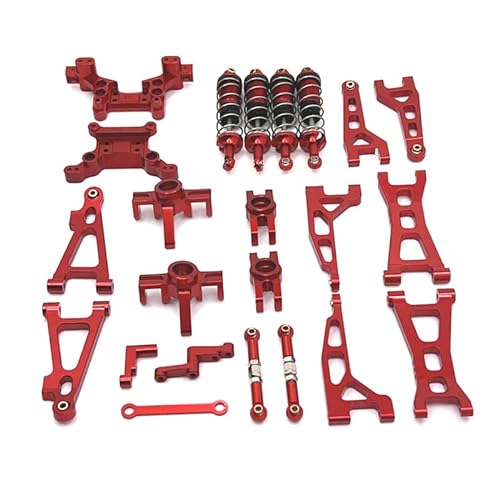UNARAY Fit for MJX H16 16207 16208 16209 16210 Metall Suspension Arm Lenkung Tasse Stoßdämpfer Shock Tower Set 1/16 RC Auto Upgrade Teile Kit (Size : Red)