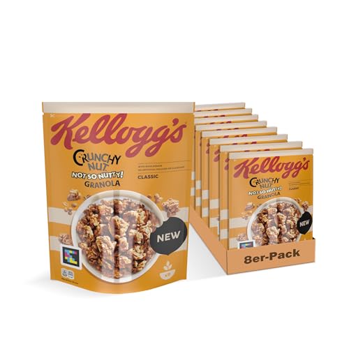 Kellogg's Crunchy Nut Granola Classic (8 x 380 g) – Knusper Müsli aus Haferflocken – Vollkorn-Granola ohne künstliche Farb- und Aromastoffe