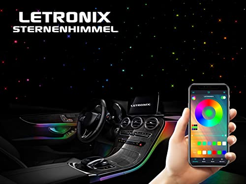 LETRONIX RGB LED Auto Sternenhimmel Sterne Lichtleiter Himmel Ambientebeleuchtung mit App Steuerung (4er Set 220 Sterne)
