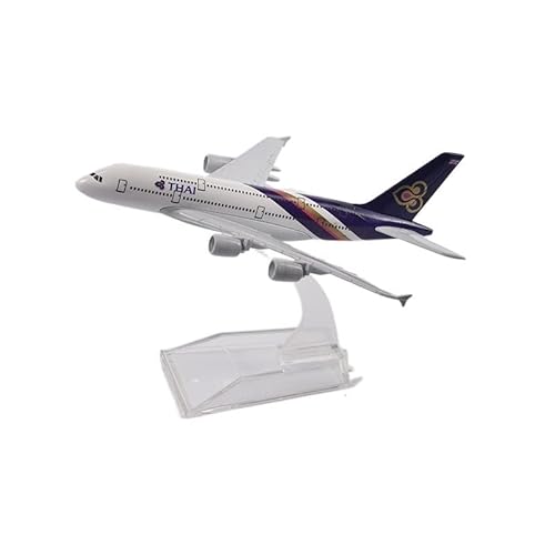 ZYAURA Für: 16 cm Air Thai Airbus A380 Modellflugzeug Modell Flugzeug Druckguss Metall Maßstab 1:400