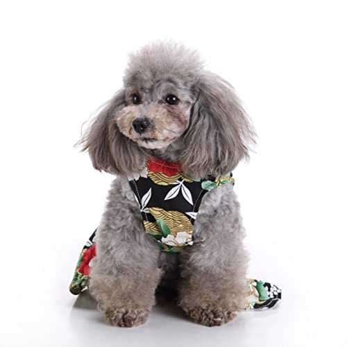 SUSOSU Haustier Kleidung Hunderock Wasserdruck Hundekleidung Rock Kleider für Kleine Mädchen Hunde Niedliche Haustierkleidung,Black 2,XS