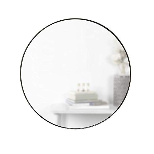 Umbra Hubba Runder Spiegel und Wanddeko für Diele, Badezimmer, Wohnzimmer und Mehr, Titan, 86 cm Durchmesser Wandspiegel, Metall
