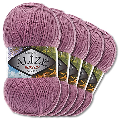 5x Alize 100 g Burcum Klasik Wolle (Rose 28)