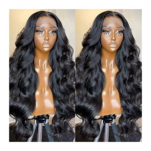 HD Transparente Körperwelle Lace Perücke Echthaar 13 × 4 13 × 6 Lace Front Perücken Brasilianisches Remy-Haar Glueless Long Wave Curly 360 Lace Frontal Perücke for Frauen (Color : 13x4 Lace Front Wig