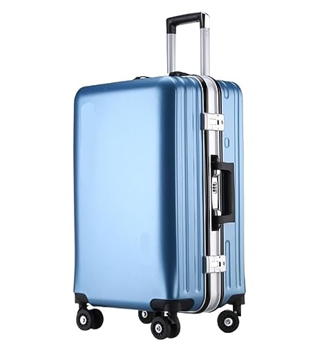 IRYZE Koffer Reisekoffer Koffer, Aluminiumrahmen, USB-wiederaufladbares Gepäck, Hartschalenkoffer Mit Rollen Trolley Boardcase (Color : Blu, Size : 22inch)